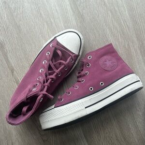 Suede maroon platform Converse All Star high-top sneakers